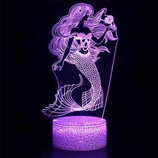 Havfrue 3D lampe